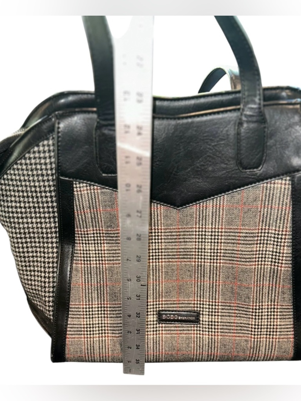 BCBGeneration Aubry Tote Houndstooth Vegan Leather Glen Plaid Handbag Purse - Picture 4 of 8